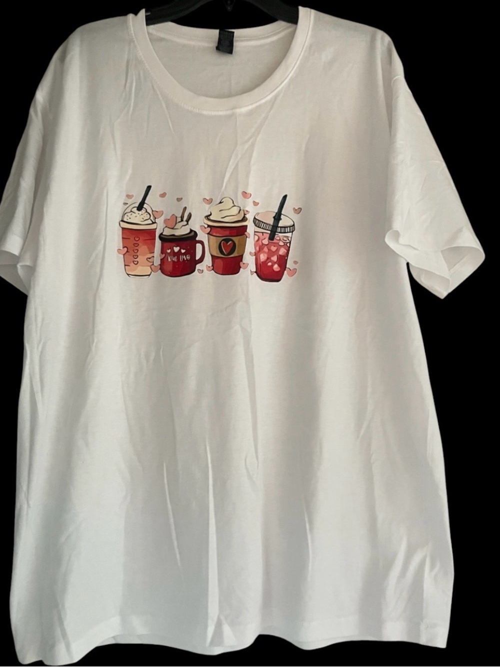 White womens T-Shirt with Cute Beverage Graphic